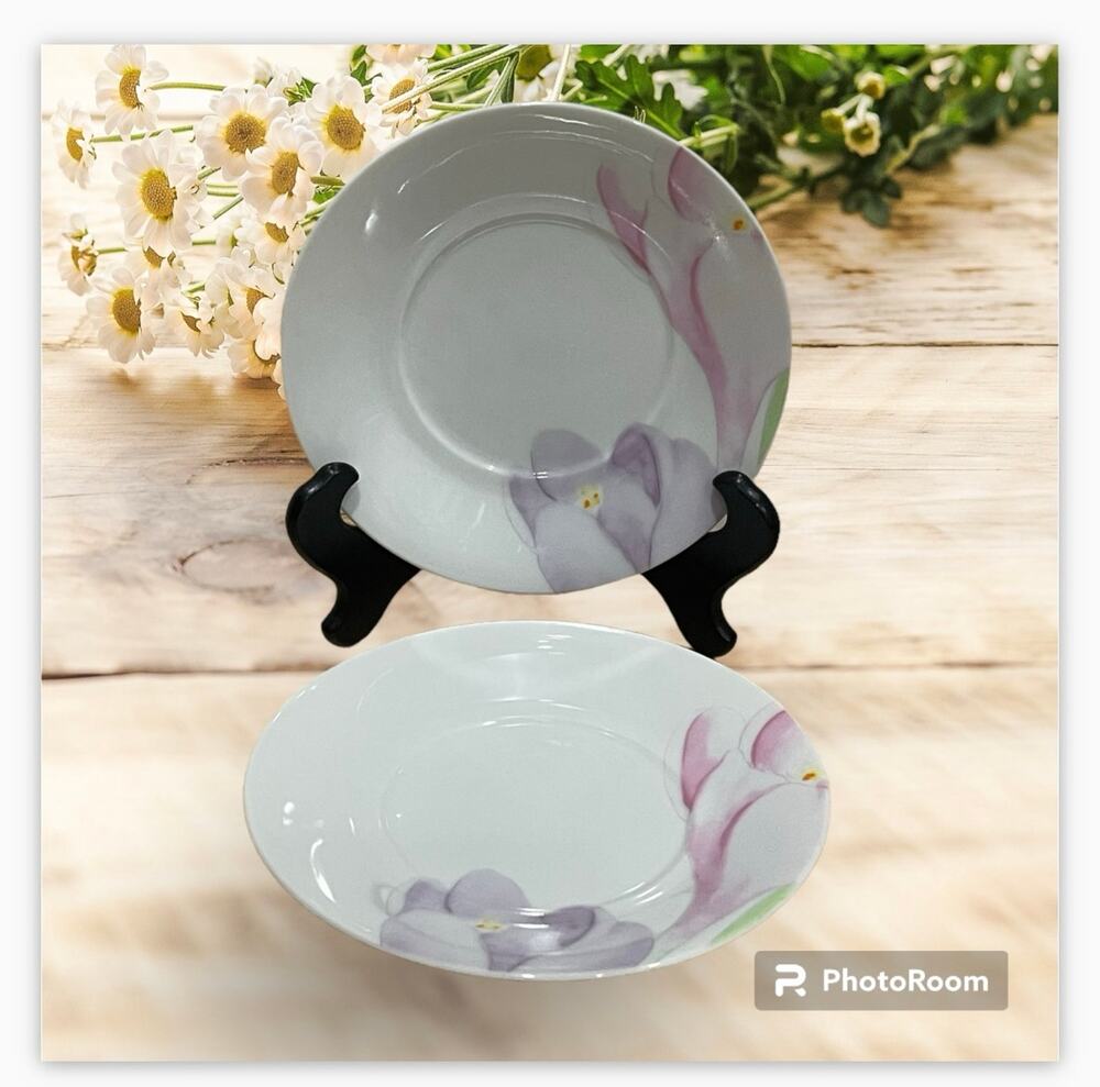 Set of 2 Vintage MIKASA SPRING CROCUS Plates Saucers 6”